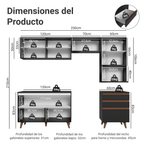 Combo Completo de Cocina 250 cm 6 Puertas 3 Cajones Negro Reims Madesa