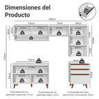 Combo Completo de Cocina 250 cm 6 Puertas 3 Cajones Blanco Reims Madesa