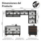 Combo Completo de Cocina 250 cm 6 Puertas 3 Cajones Negro Reims Madesa