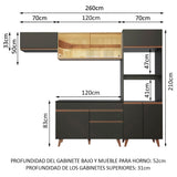 Combo completo de Cocina 260cm Negro/Marrón Reims Madesa 01