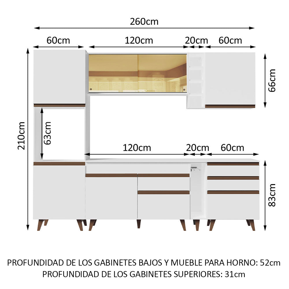 Combo completo de Cocina 260cm Blanco Reims Madesa 04