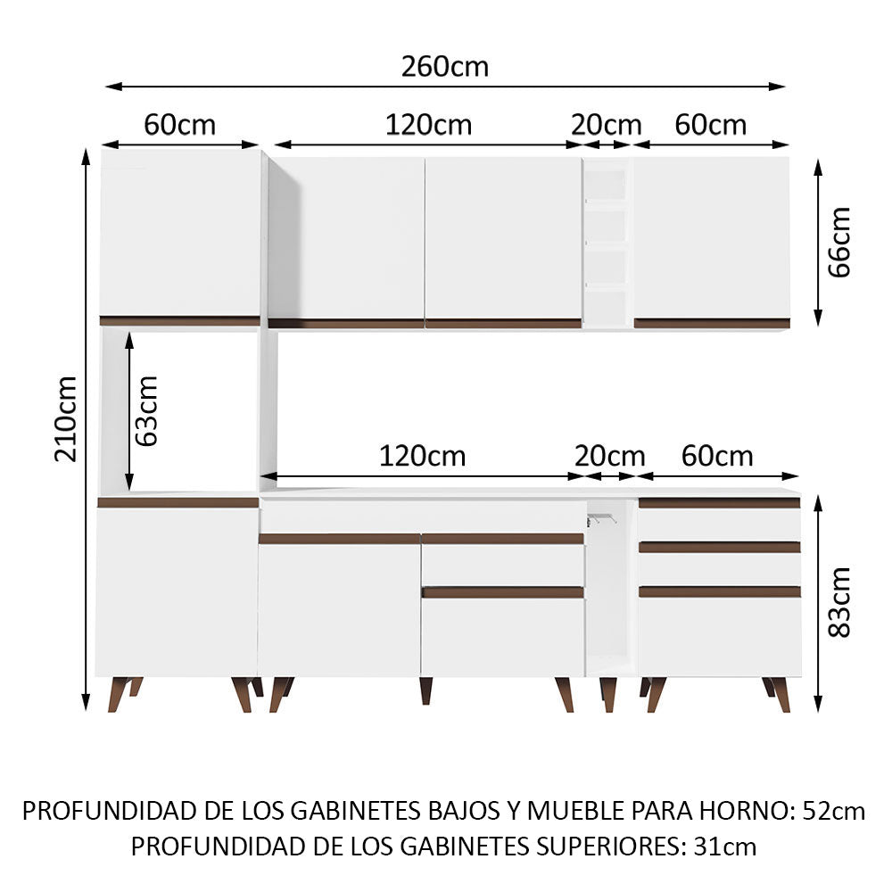 Combo completo de Cocina 260cm Blanco Reims Madesa 05