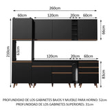 Combo completo de Cocina 260cm Negro Reims Madesa 05