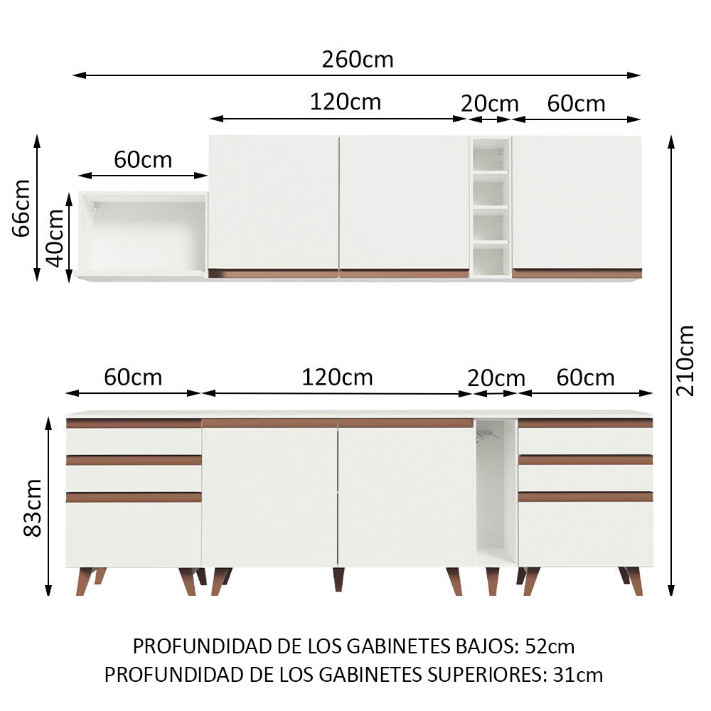 Combo completo de Cocina Madesa Reims 260cm BB 06