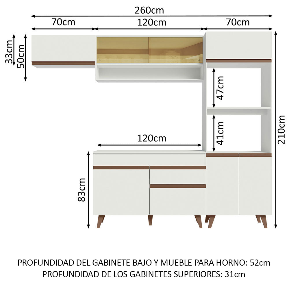 Combo completo de Cocina Madesa Reims 260cm BB 07