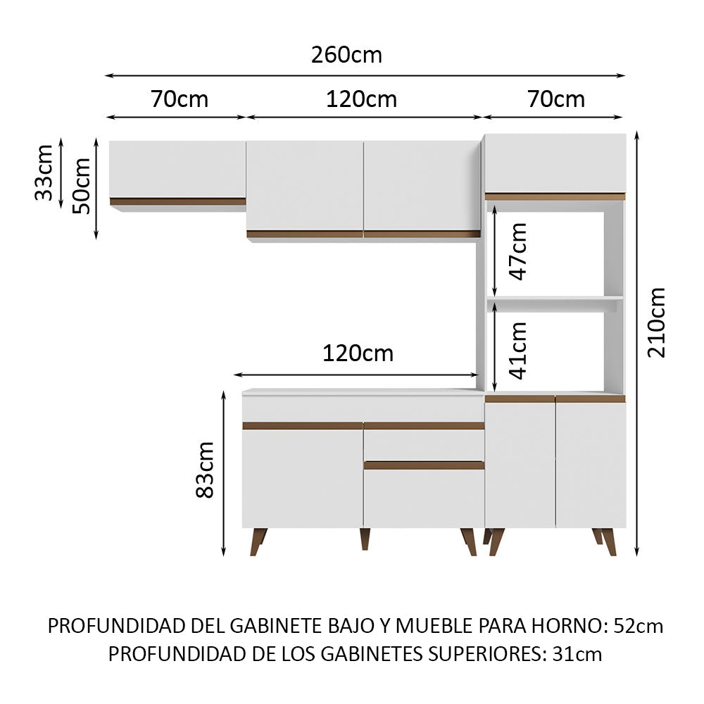Combo completo de Cocina 260cm Blanco Reims Madesa 08