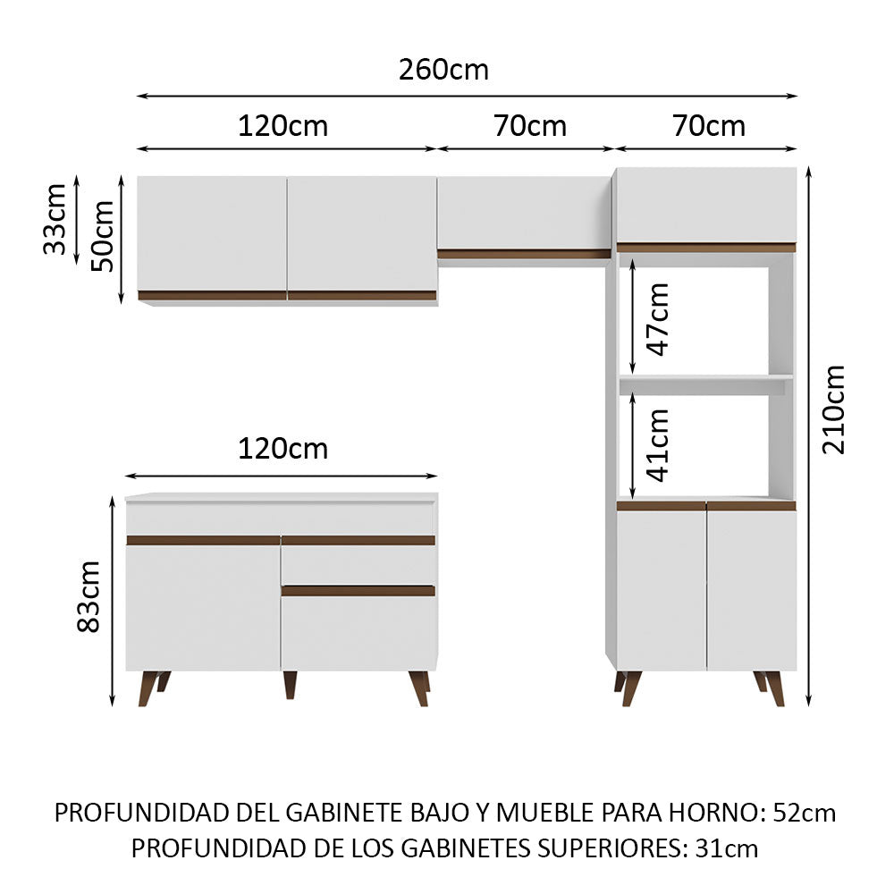 Combo completo de Cocina Madesa Reims 260cm BB 09
