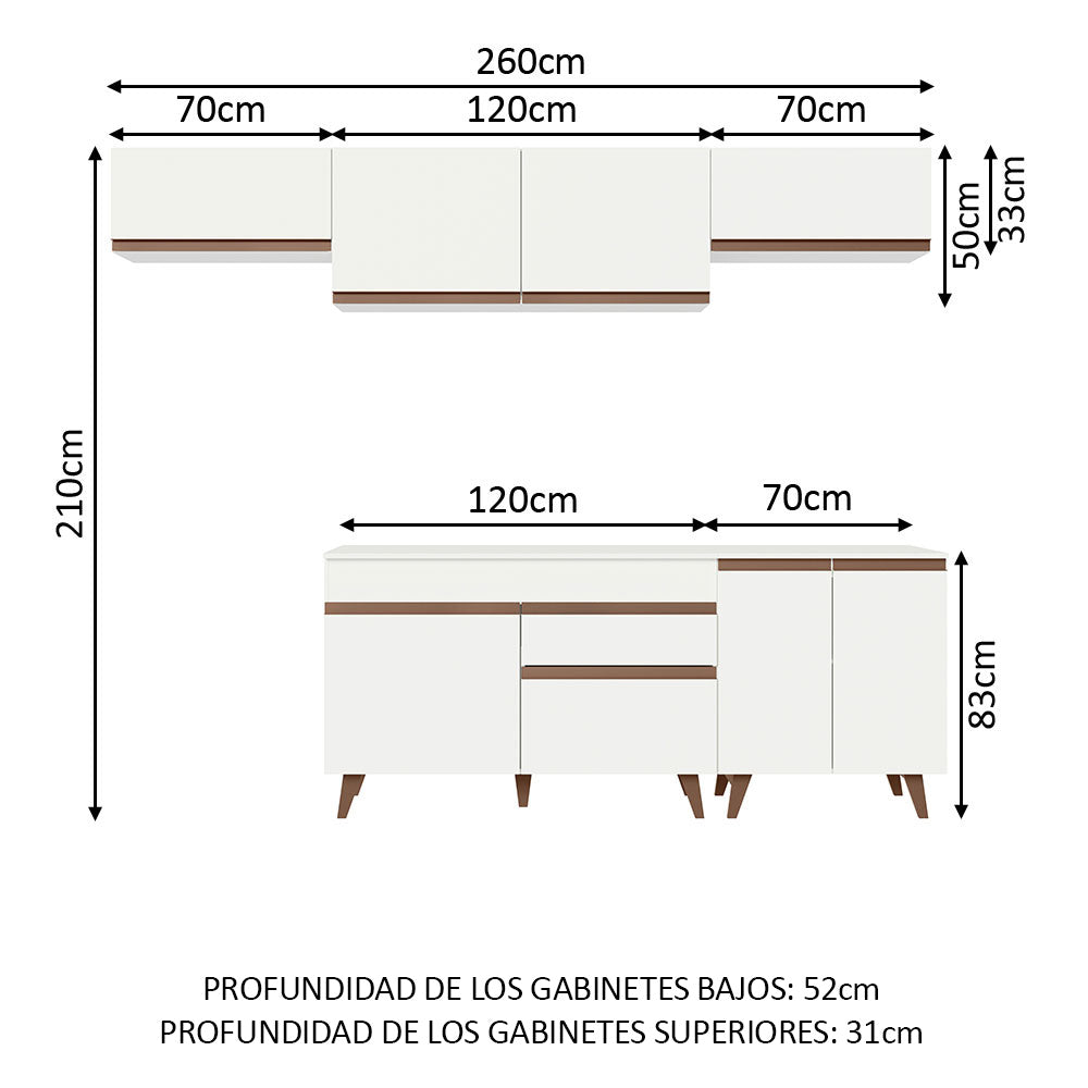 Combo completo de Cocina 260 cm Reims Blanco 10