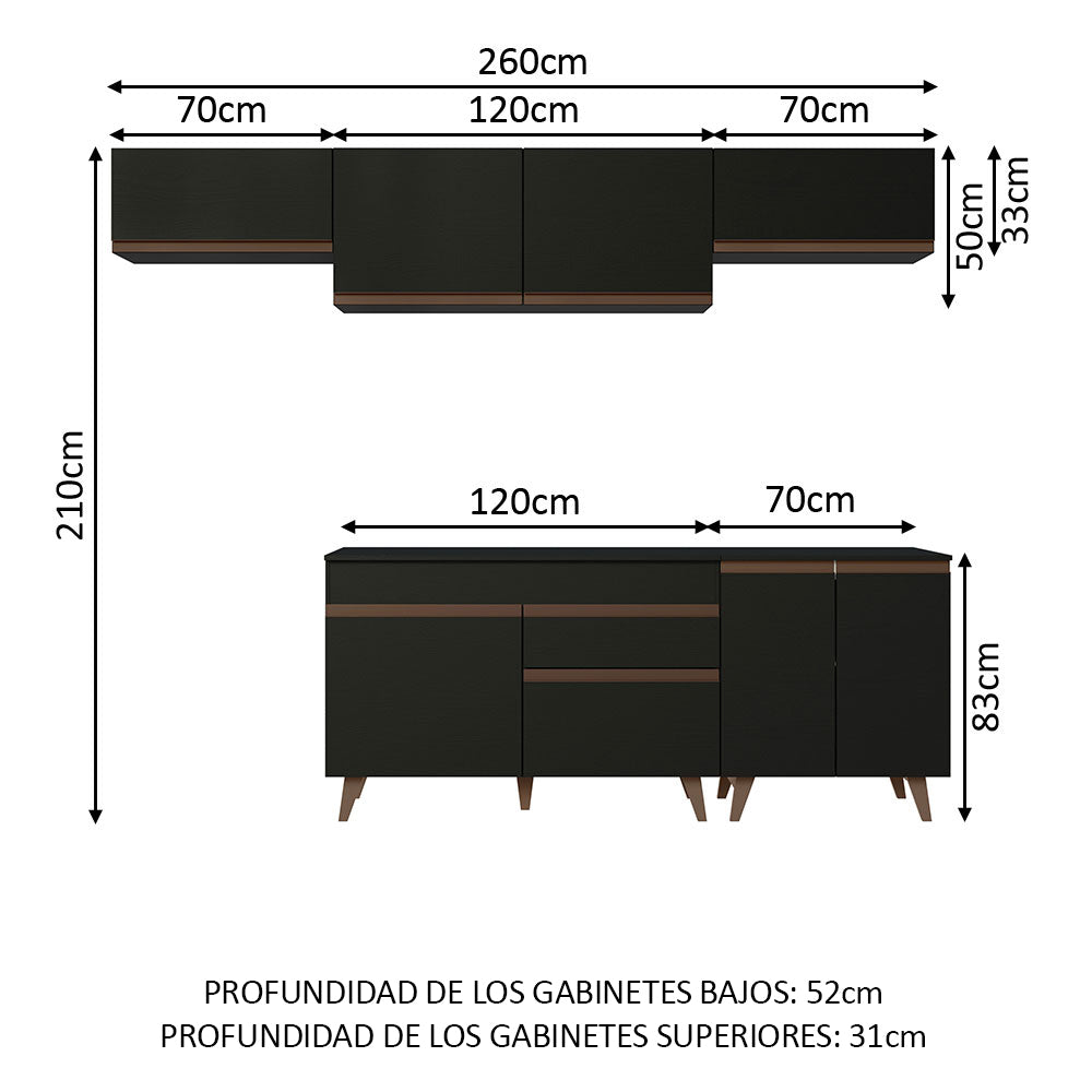 Combo completo de Cocina 260 cm Reims Negro 10