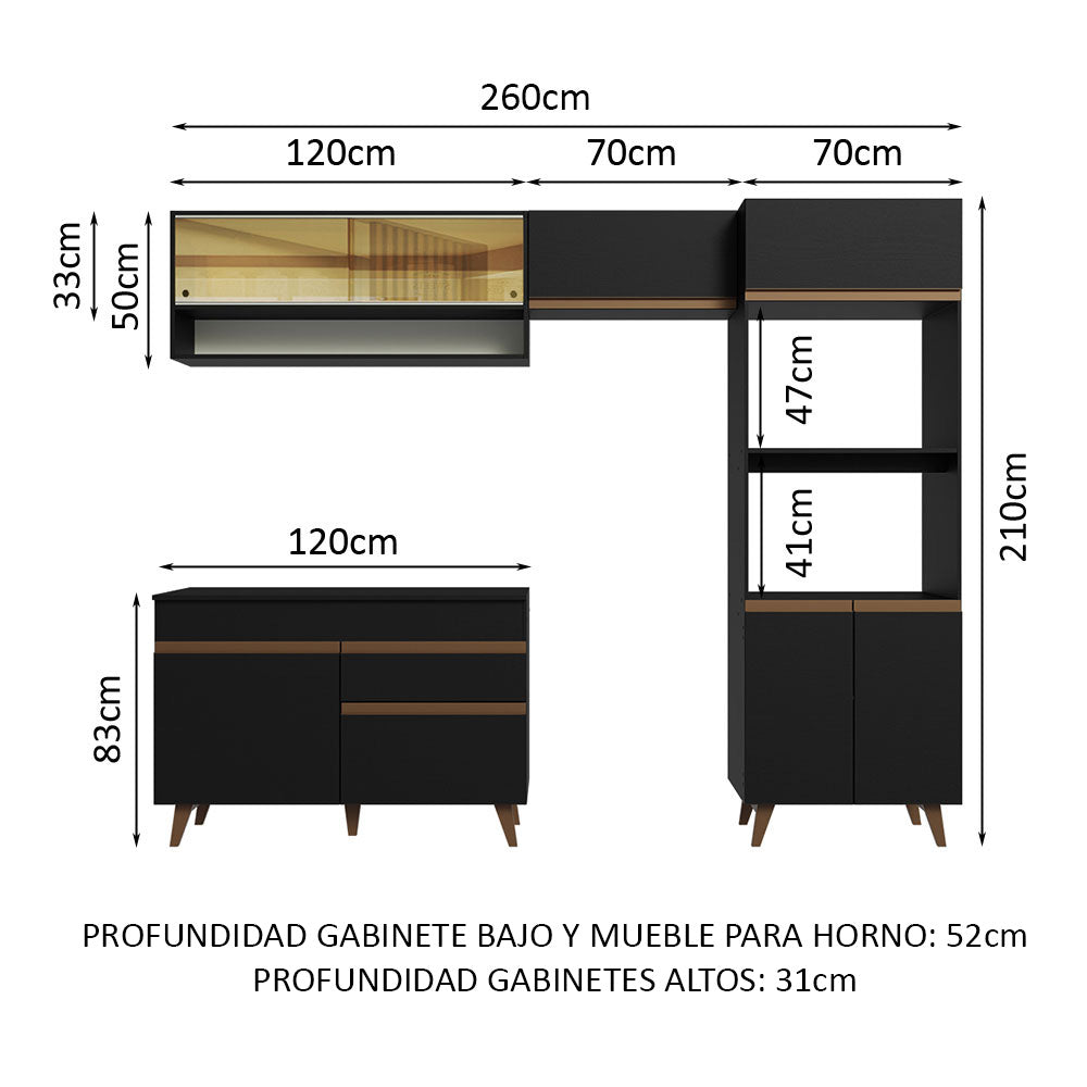 Combo completo de Cocina 260 cm Reims Negro 12