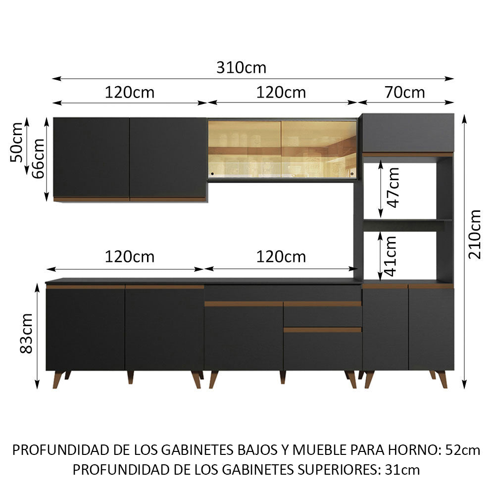 Combo completo de Cocina 310 cm Reims Negro 01