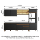 Combo completo de Cocina Madesa Reims 310cm Negro/Marrón 01