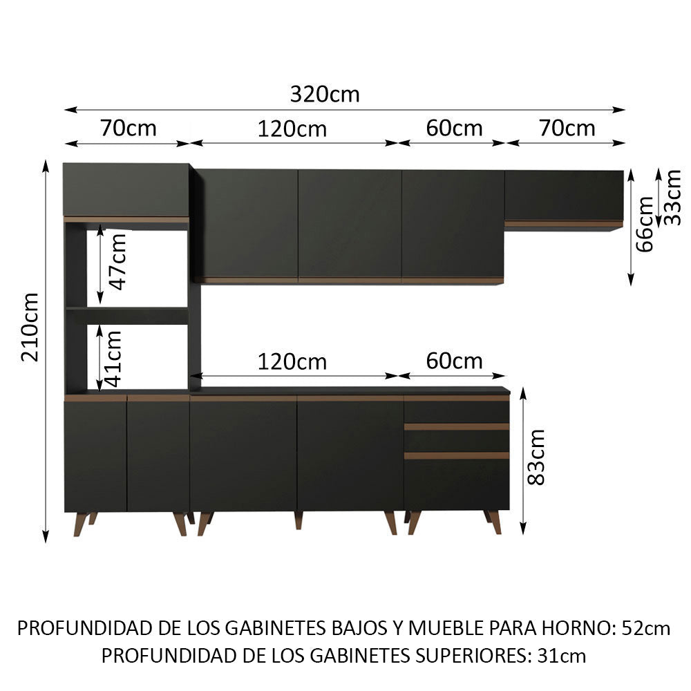 Combo completo de Cocina Madesa Reims 320cm NN 01