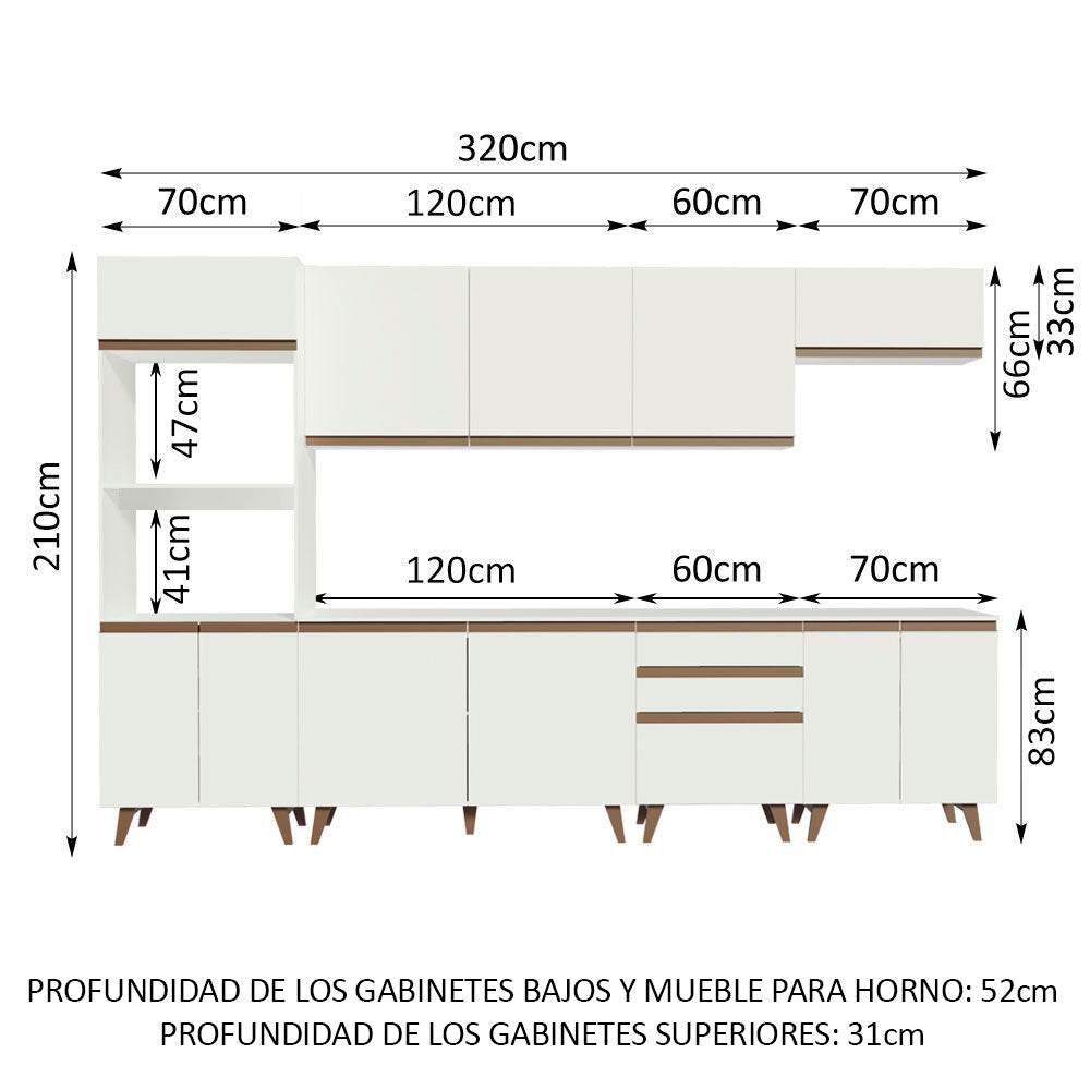 Combo completo de Cocina 320cm Blanco Reims 02