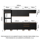 Combo completo de Cocina Madesa Reims 320cm NN 04