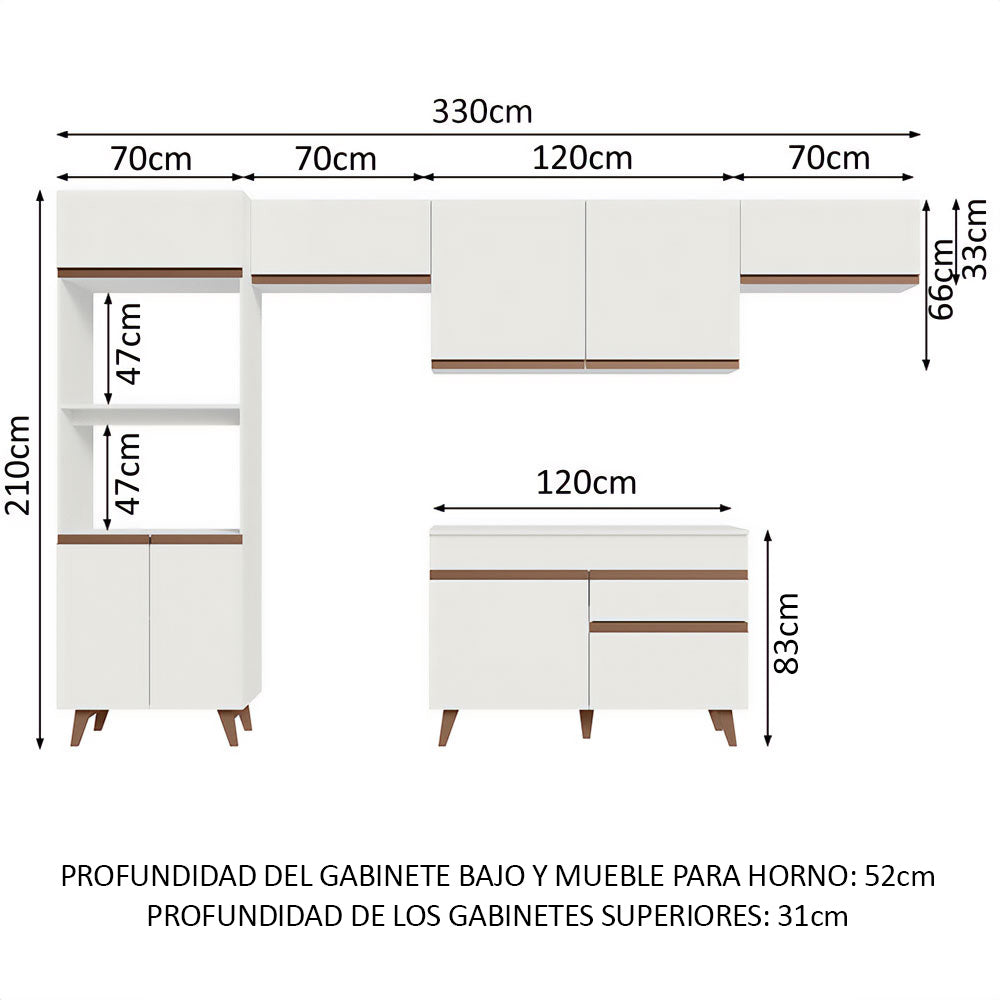 Combo completo de Cocina 330 cm Reims Blanco 01
