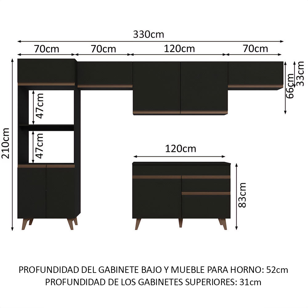 Combo completo de Cocina 330 cm Reims Negro 01