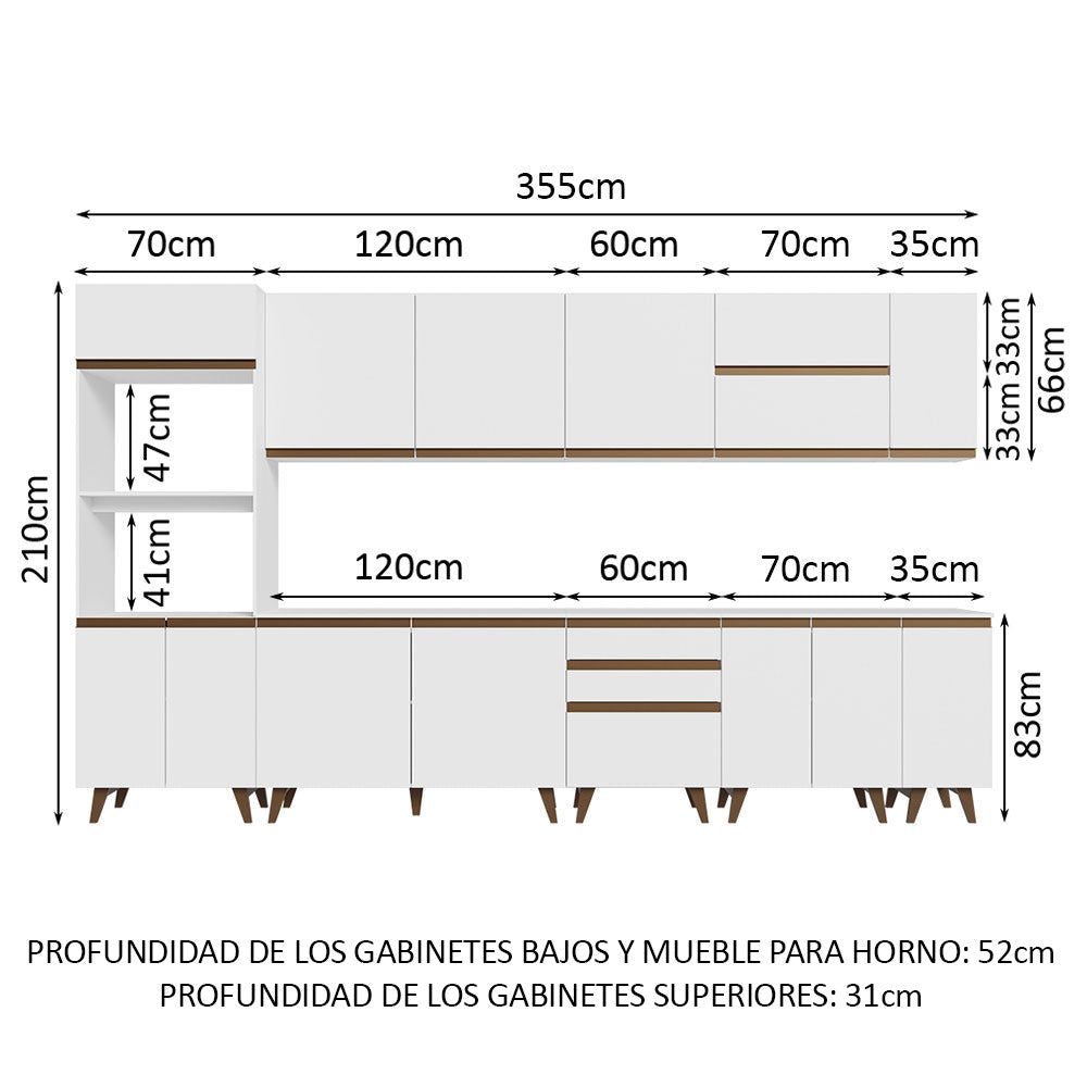 Combo completo de Cocina Madesa Sabrina 355cm BB