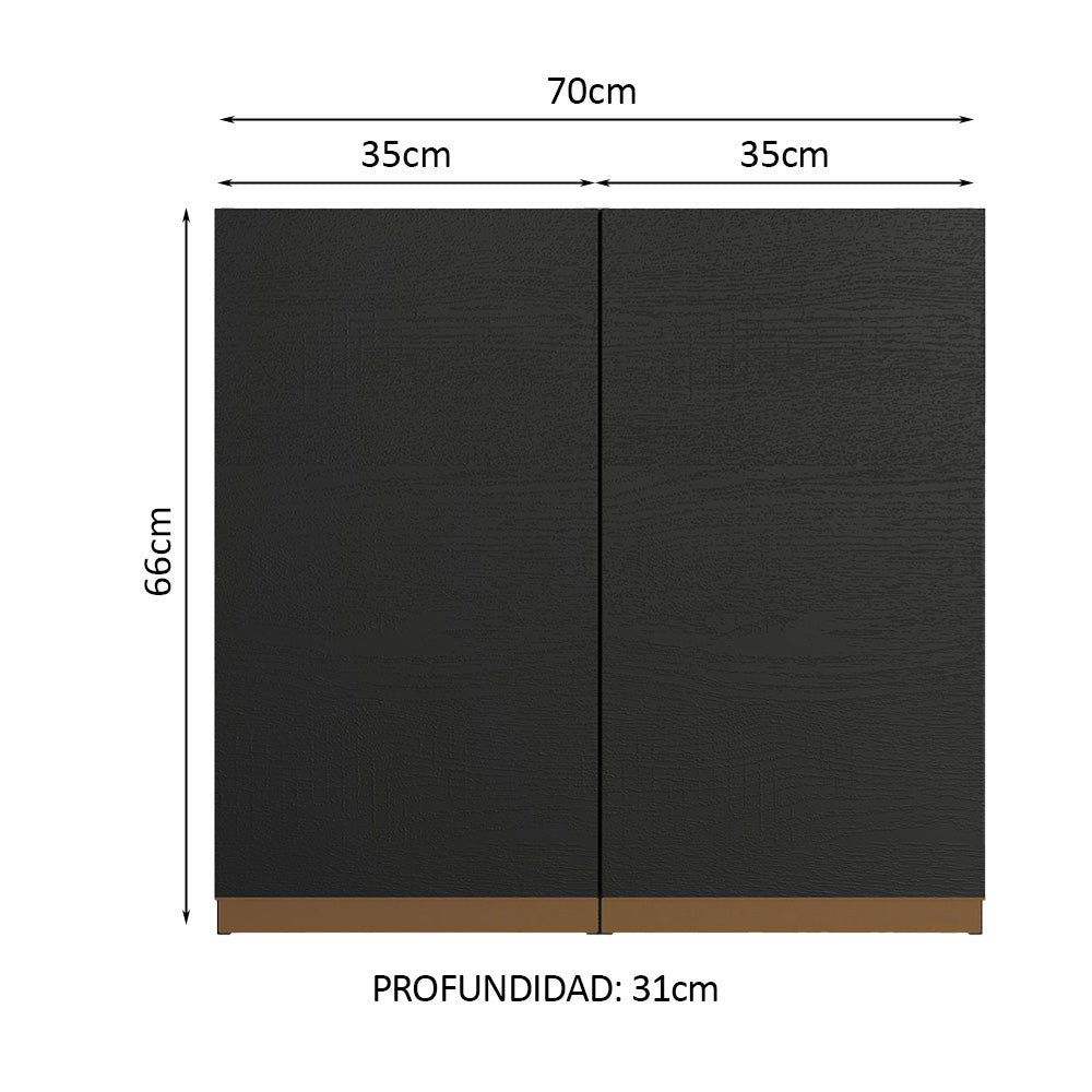 Alacena 70 cm 2 Puertas Negro Reims Madesa