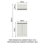 Kit Cocina 1 Abatible Smart 100% MDF 60 cm 2 Puertas (Con Mesada) Blanco Madesa