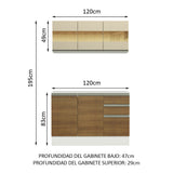 Cocina Compacta 100% MDF 120 cm Blanco/Marrón/Crema Smart Madesa 01