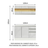 Cocina Compacta Smart 100% MDF Puertas Brillante XP 120 cm 6 Puertas 2 Cajones (Con Mesada) Blanco Madesa