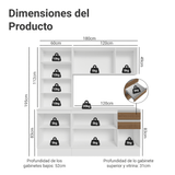 Cocina Compacta 180 cm Smart 100% MDF Blanco/Marrón/Crema 03