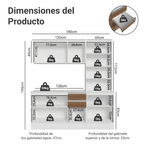 Cocina Compacta 180 cm 100% MDF Blanco/Marrón/Crema Smart Madesa
