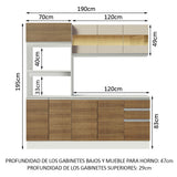 Cocina Compacta 100% MDF 190 cm Blanco/Marrón/Crema Smart Madesa 01