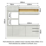 Cocina Compacta Smart 100% MDF Puertas Brillante XP 190 cm 9 Puertas 2 Cajones (Con Mesada) Blanco Madesa