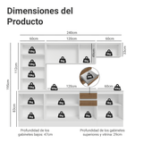Combo de Cocina 240 cm Smart 100% MDF Blanco/Marrón/Crema 01