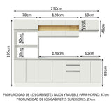 Combo Completo de Cocina 100% MDF 250 cm Blanco Smart Madesa 01