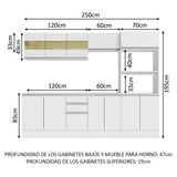 Combo Completo de Cocina 100% MDF 250 cm Blanco Smart Madesa 02
