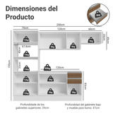 Combo completo de Cocina 100% MDF 250cm Blanco/Marrón/Crema Smart Madesa 03