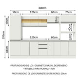 Combo Completo de Cocina 100% MDF 300 cm Frentes Blanco Smart Madesa 01