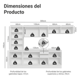 Combo Completo de Cocina 100% MDF 300 cm Blanco Smart Madesa 04
