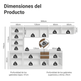 Combo Completo de Cocina 100% MDF 300 cm Blanco/Marrón/Crema Smart Madesa 04