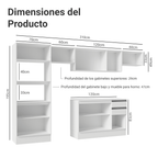 Combo Completo de Cocina 310 cm 11 Puertas 2 Cajones 100% MDF con Mueble para Horno y Microondas Blanco Smart Madesa