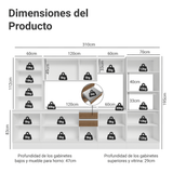 Combo de Cocina 310 cm Smart 100% MDF Blanco/Marrón/Crema 03