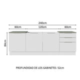 Cocina Compacta 240 cm Blanco Stella Madesa 01