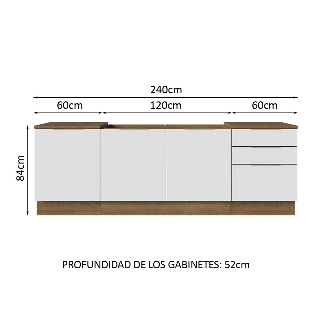 Cocina Compacta 240 cm Marrón/Blanco Stella Madesa 01