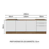 Cocina Compacta 240 cm Marrón/Blanco Stella Madesa 01