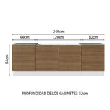 Cocina Compacta 240 cm Blanco/Marrón Stella Madesa 01