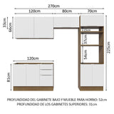 Combo Completo de Cocina 270 cm Marrón/Blanco Stella Madesa 05