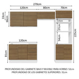 Combo Completo de Cocina 270 cm Blanco/Marrón Stella Madesa 05