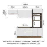 Combo Completo de Cocina 270 cm Marrón/Blanco Stella Madesa 10