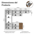 Combo completo de Cocina 270 cm Blanco/Marrón Stella Madesa