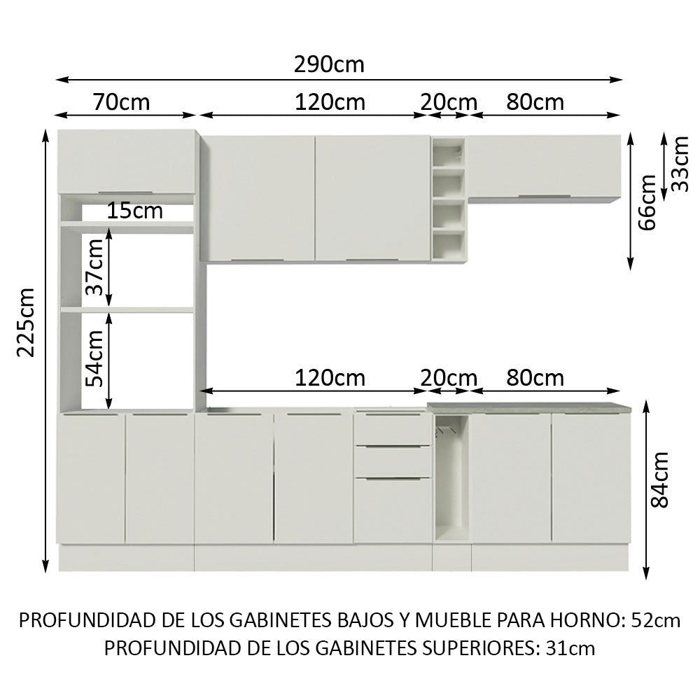 Combo Completo de Cocina 290cm Blanco Stella Madesa 01