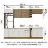 Combo completo de Cocina 290cm Marrón/Blanco/Marrón Stella Madesa 01