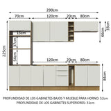 Combo Completo de Cocina 290cm Marrón/Blanco Stella Madesa 01